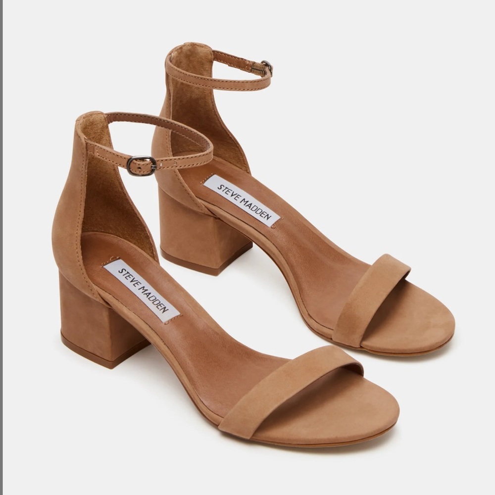 BRAND NEW Steve Madden Irenee 2-inch Heel Sandals - Tan Nubuck